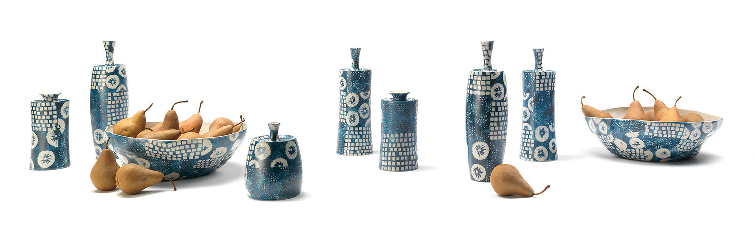 Block Print Vases (Set of 4)
