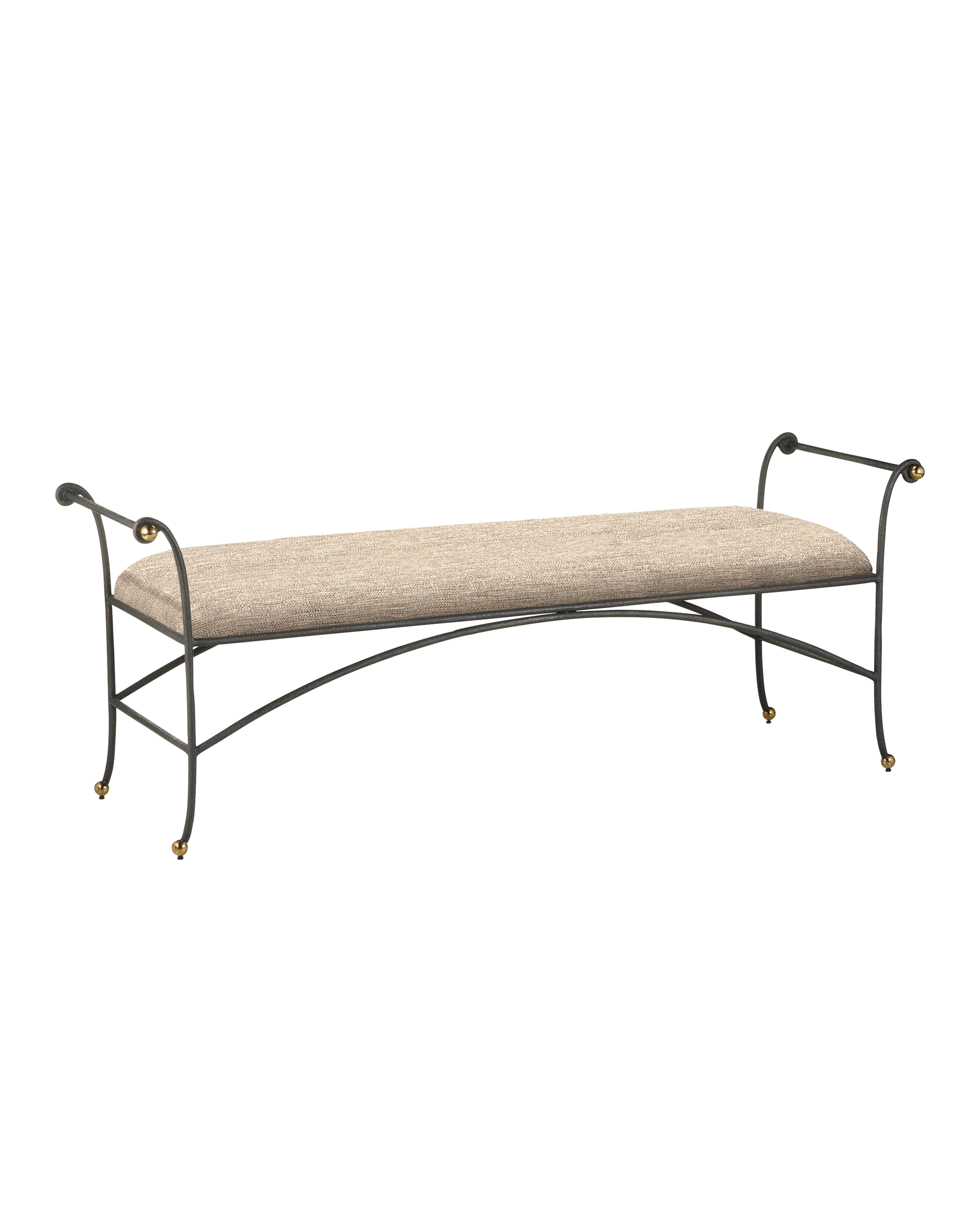Mabel Bench, Perf Barrett Sandstone - Beige | Currey & Co - 7000-0932