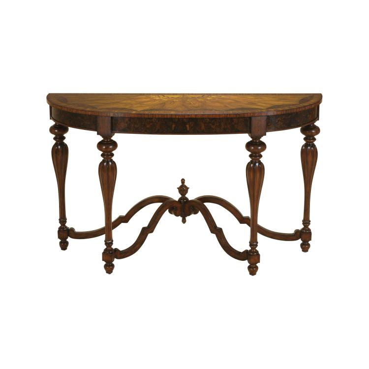Maitland Smith Bigsby Console Table – Aged Regency Finish with Marquetry Accents, 52 x 15 x 32