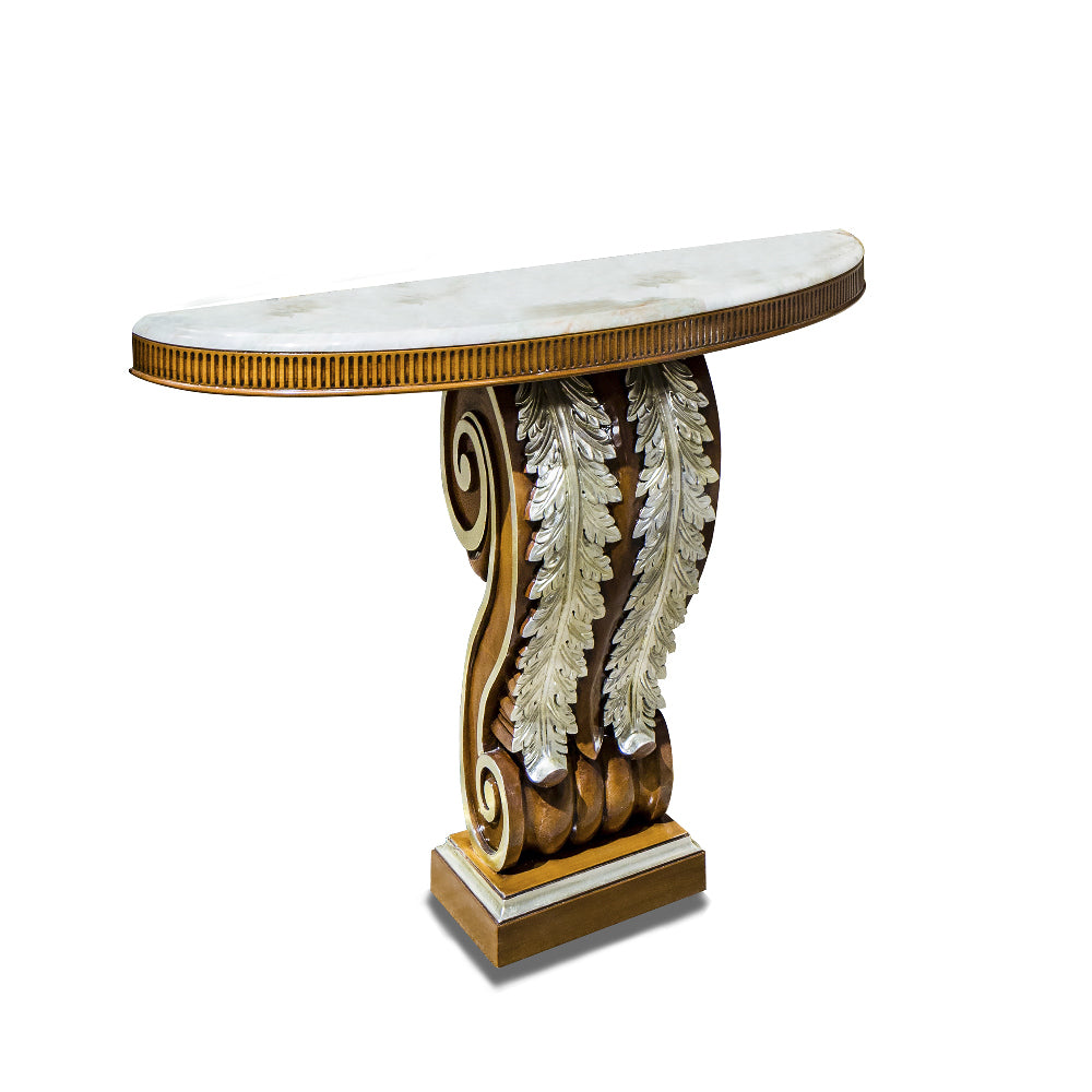 Francesco Molon Carved Console, Marble Top