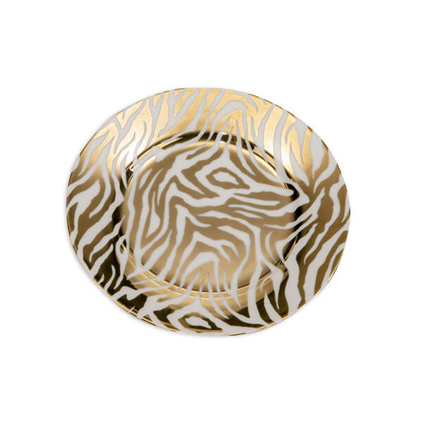 Gold and White Zebra Print Side Plate