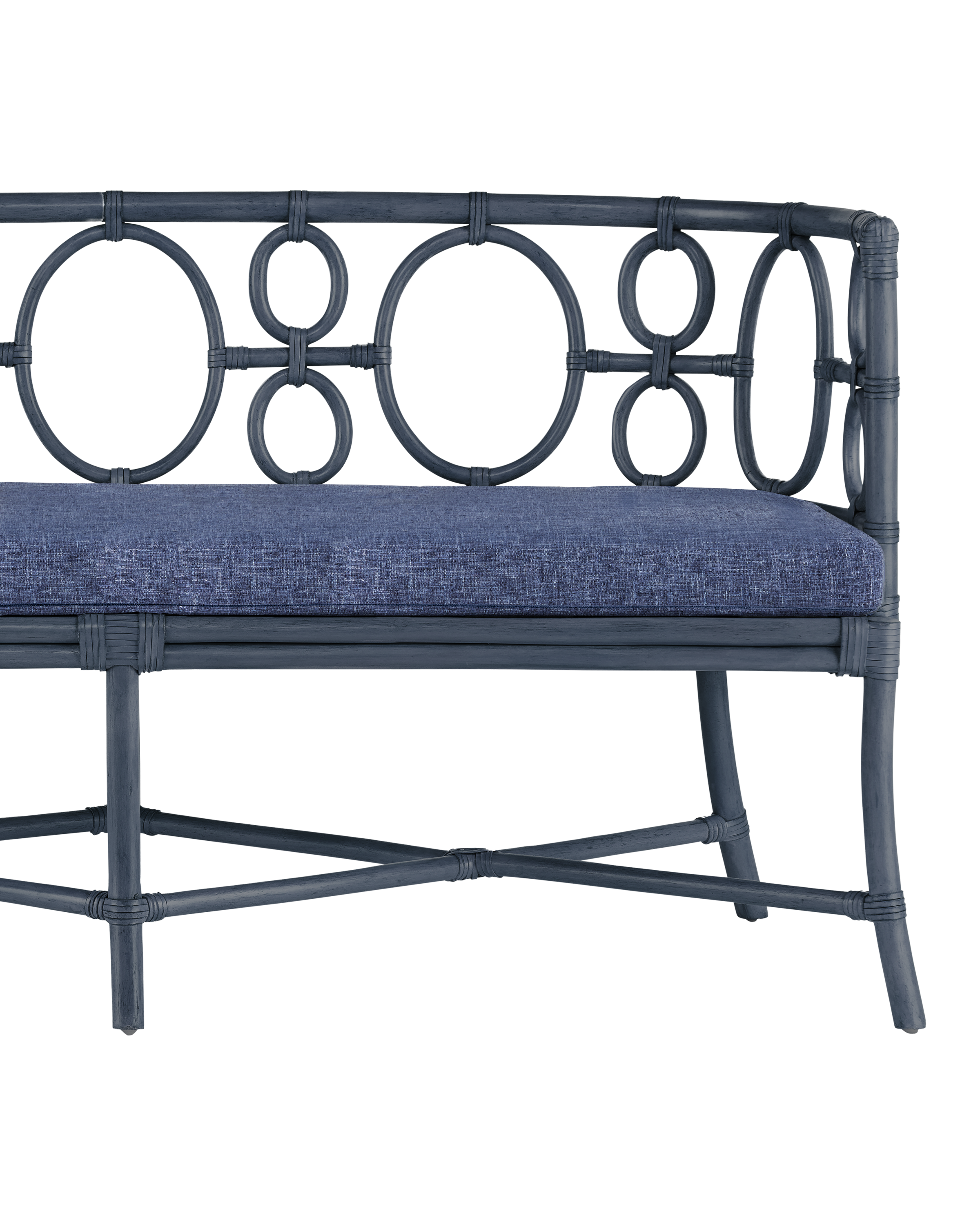 Tegal Navy Bench, Finn Indigo - Blue | Currey & Co - 7000-0812