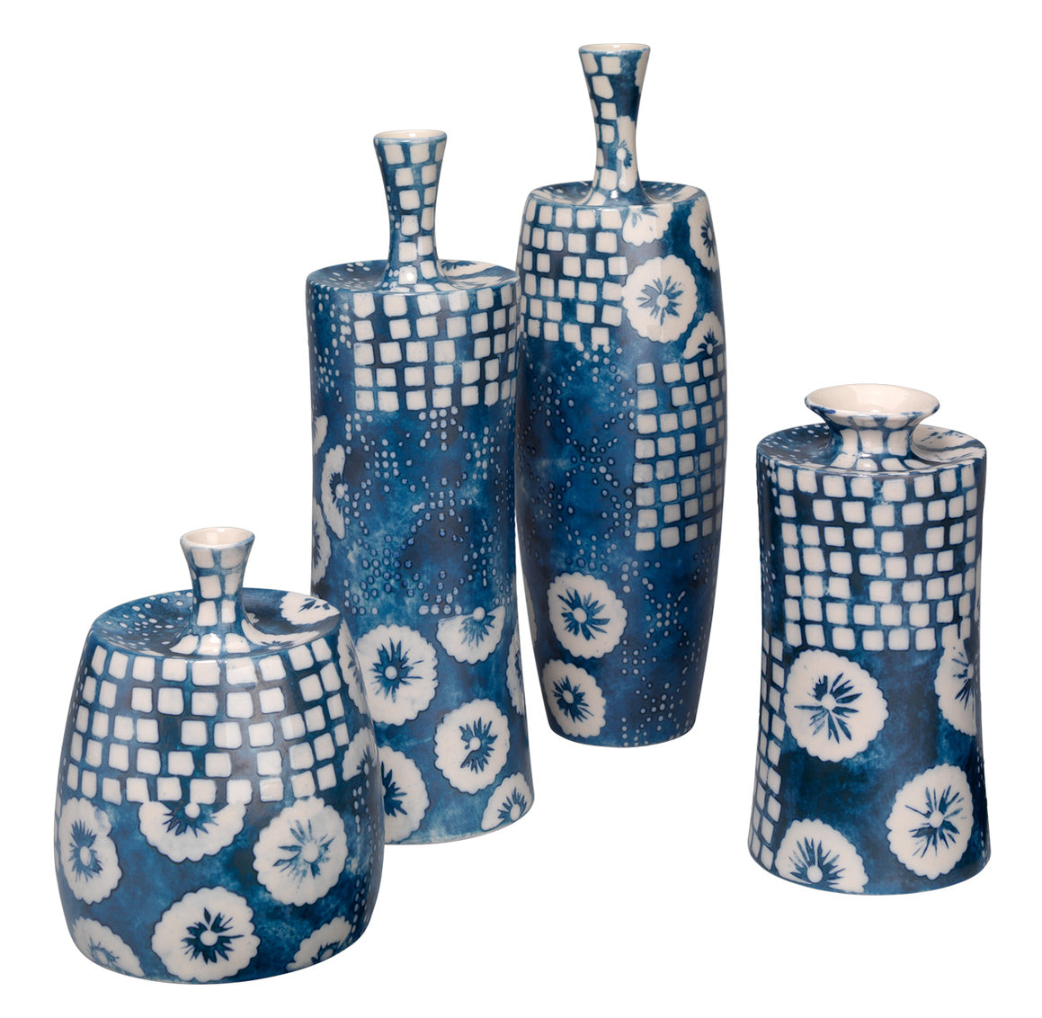 Block Print Vases (Set of 4)