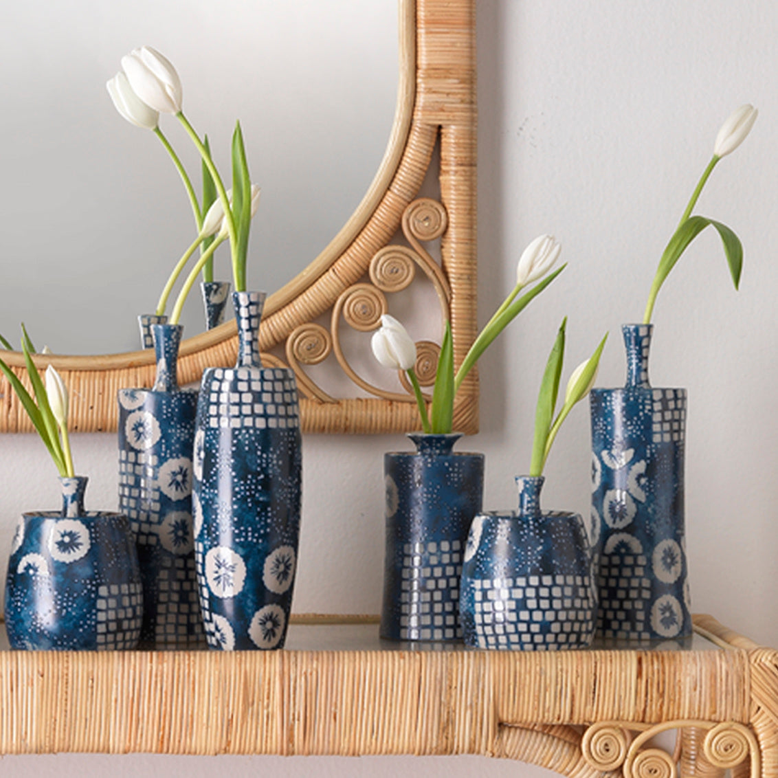 Block Print Vases (Set of 4)