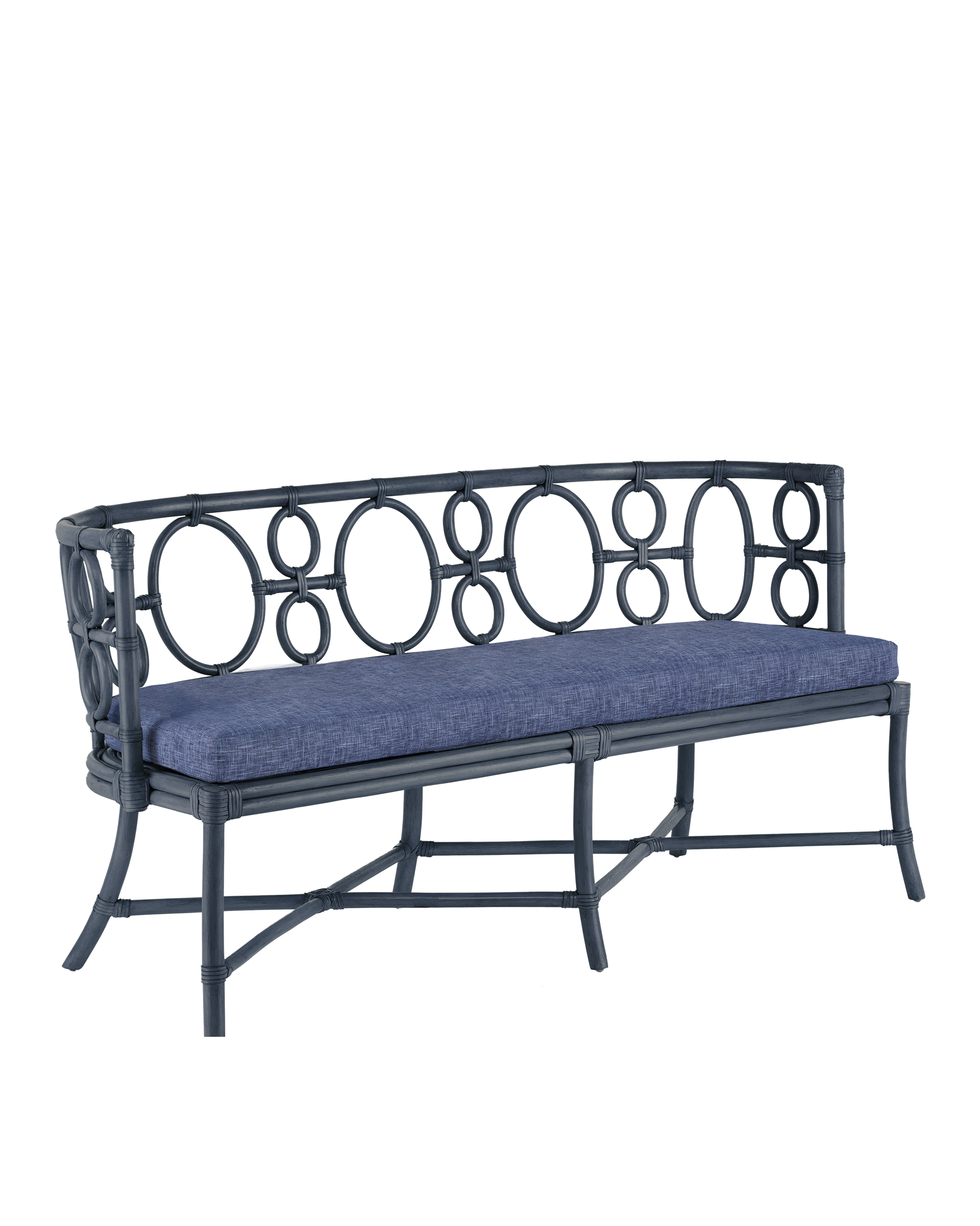 Tegal Navy Bench, Finn Indigo - Blue | Currey & Co - 7000-0812